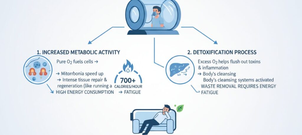 The reasons why hyperbaric oxygen therapy can easily cause fatigue.
