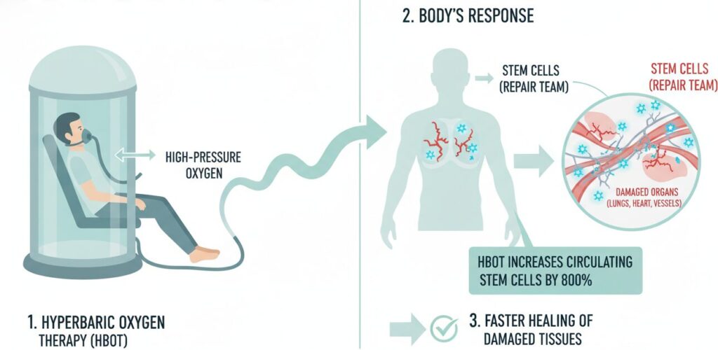 يمكن للعلاج بالأكسجين عالي الضغط أن يحرك الخلايا الجذعية لتسريع إصلاح الأنسجة.