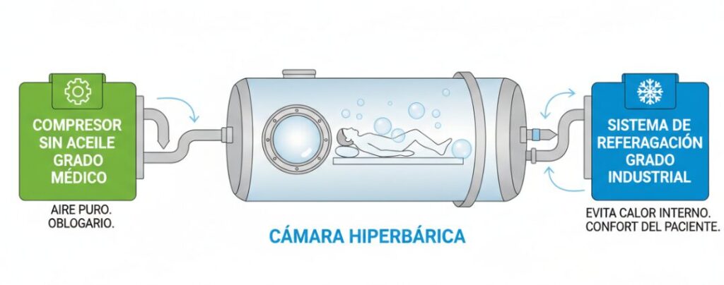 Tecnología de componentes de cámaras de oxígeno hiperbárico