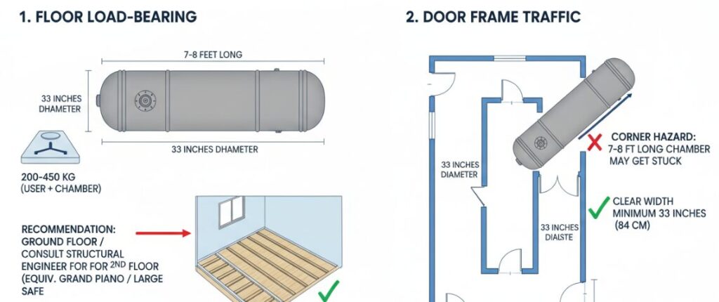 Precautions for installing a hyperbaric oxygen chamber