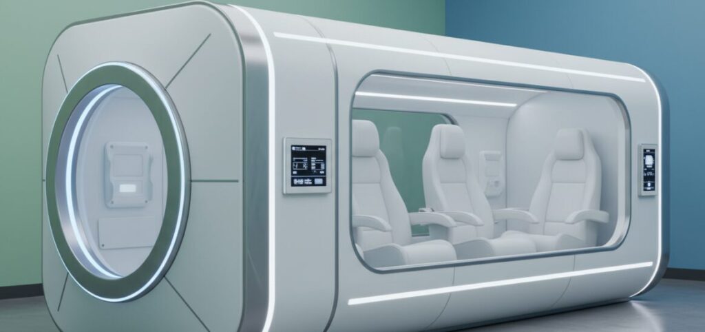 Photos du caisson d'oxygène hyperbare