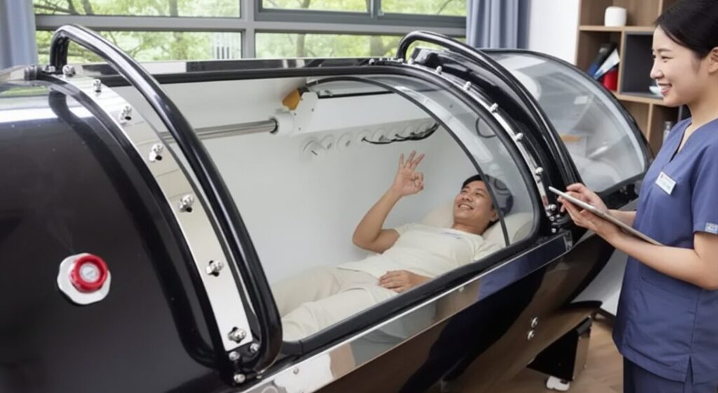 The patient is about to undergo treatment.