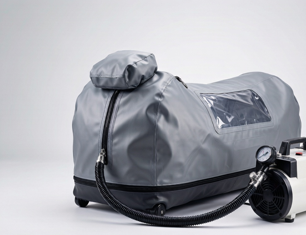 Portable soft shell hyperbaric chamber with air compressor